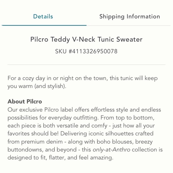 ANTHROPOLOGIE Pilcro Teddy V-Neck Tunic Sweater - Picture 8 of 16